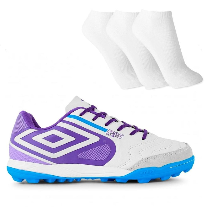 Chuteira Society Umbro Pro 5 Bump Unissex + 3 Pares de Meia Cano Curto - Foto 1