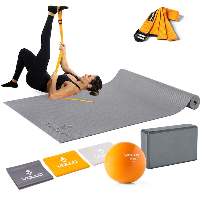 Kit Pilates Vollo Fita + Tapete + Faixas + Tonificadora + Bloco - Foto 1