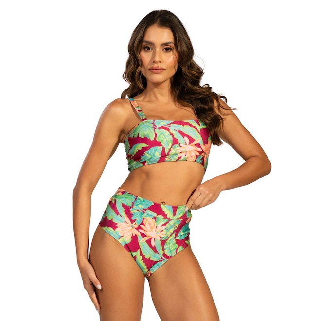 Biquíni Top Faixa Estampado Vekyo Hot Pants Roupa Para Piscina Moda Praia Feminina - Foto 1