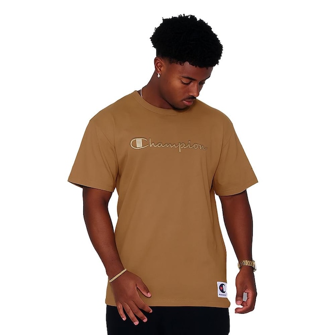 Camiseta Champion Malhão Pes Mc Script Masculina - Foto 1