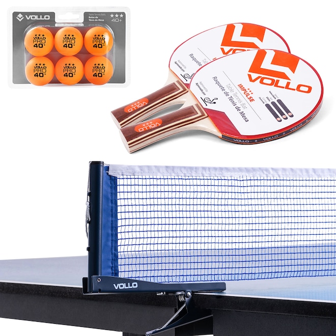 Kit Ping Pong Rede com Alicate + 6 Bolas + Raquete Impulse - Foto 1