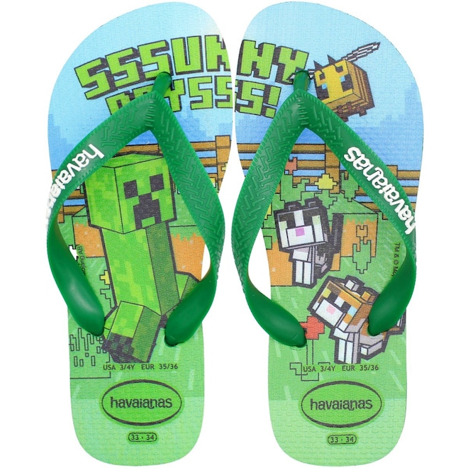 Chinelo De Dedo Havaianas Kids Minecraft Infantil - Foto 1