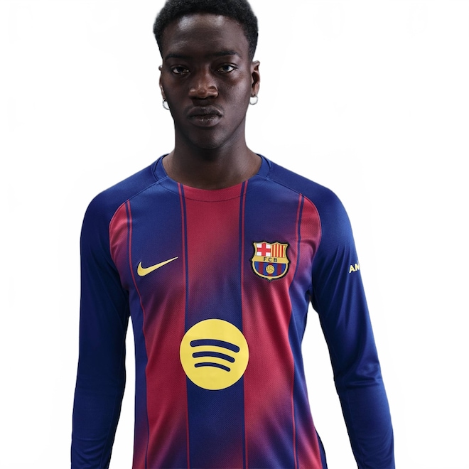 Camisa Barcelona Manga Longa I 2025/26 Torcedor Pro Nike Masculina - Foto 1