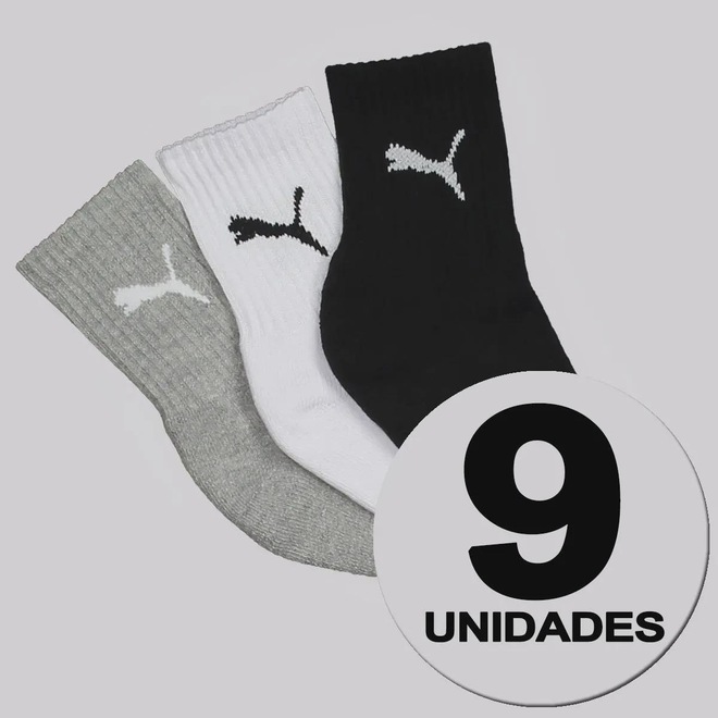 Kit Meia Puma Cano Médio 9 Pares Feminina - Foto 1