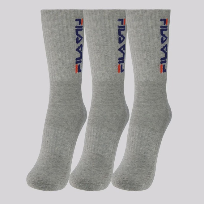 Kit Meia Fila 3 Pares Cano Alto Double Unissex - Foto 1