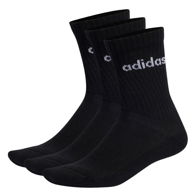 Kit Meia adidas Cano Alto Linear Crew Unissex - 3 Pares - Foto 1