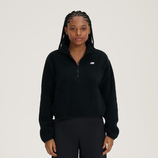 Blusão New Balance Fleece 1/2 Zíper Feminino - Foto 1