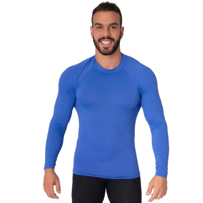 Blusa Térmica Proteção UV Poliamida Vekyo Frio Manga Longa Segunda Pele - Moda Fitness - Masculina - Foto 1