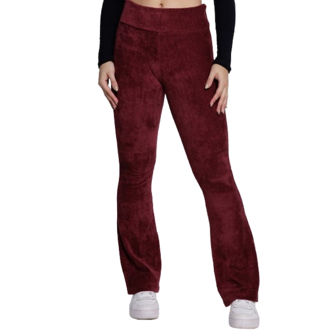 Calça Legging Flare Cotelê Vekyo Veludo Feminina - Foto 1