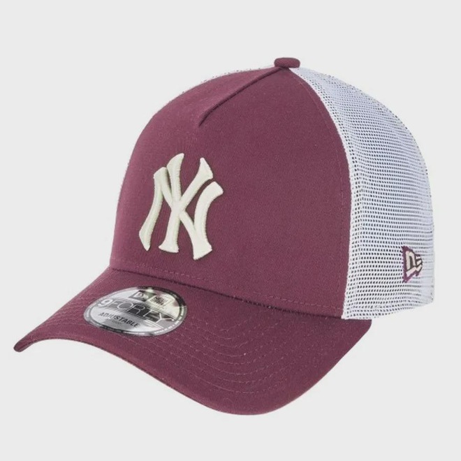 Boné New Era 9Forty A-Frame Trucker MLB Yankees Maroon Masculino - Foto 1