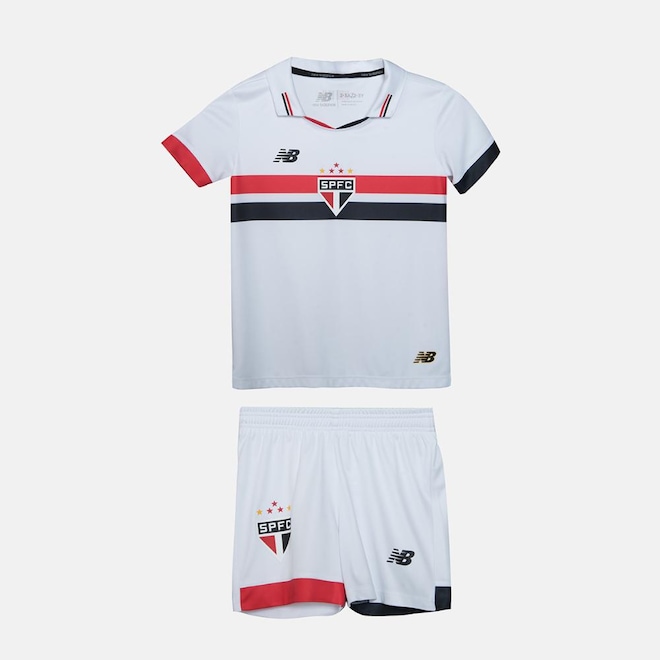 Kit Uniforme de Futebol do São Paulo I 24/25 New Balance Infantil - Foto 1
