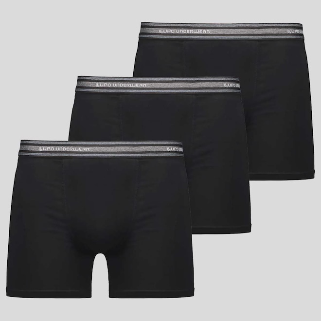 Kit 3 Cuecas Lupo Boxer Algodão com Elastano Basic Masculina - Foto 1