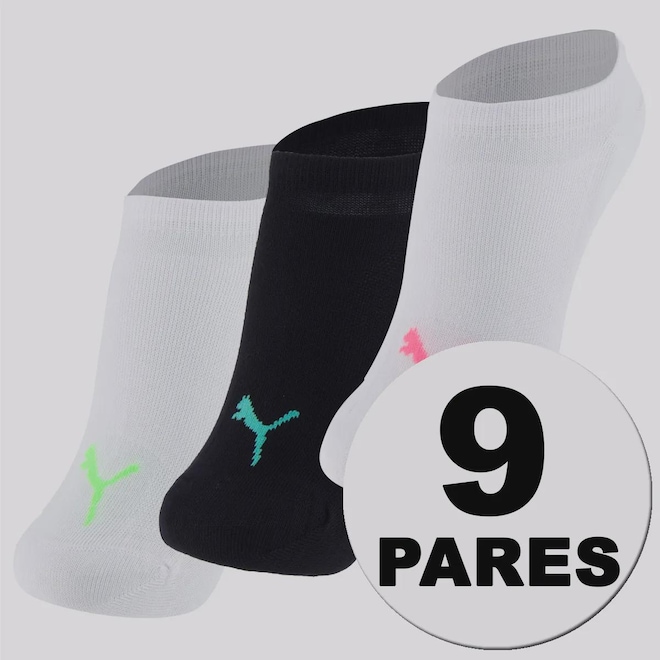 Kit 9 Pares de Meia Puma Sapatilha Invisivel Feminina - Foto 1