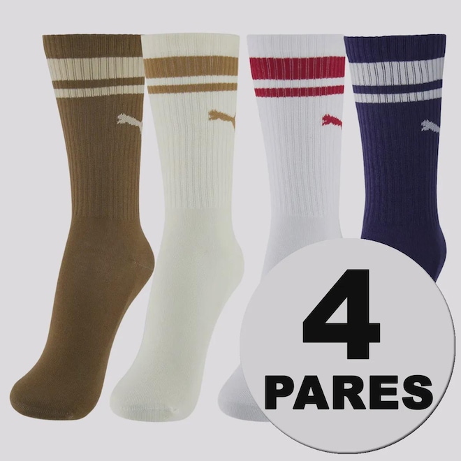 Kit 4 Pares de Meia Puma Cano Longo Sortidas - Foto 1