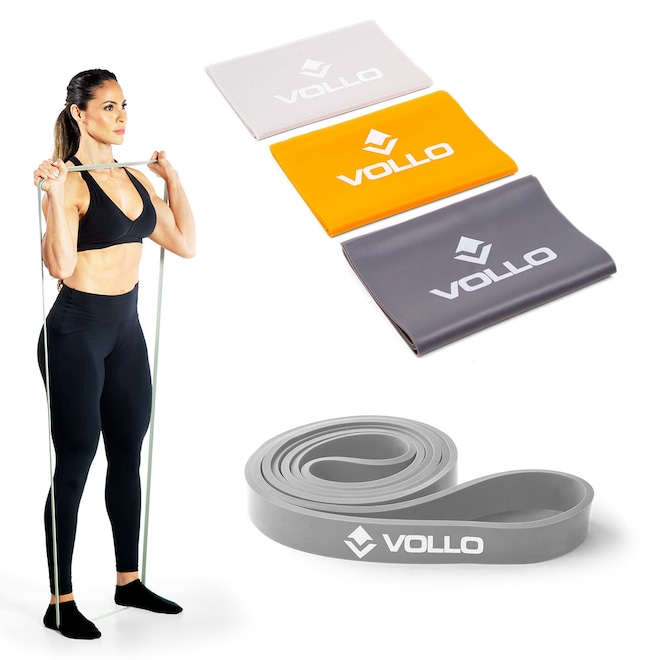 Kit Faixas Elásticas 3 Intensidades + Super Band Leve Vollo - Foto 1