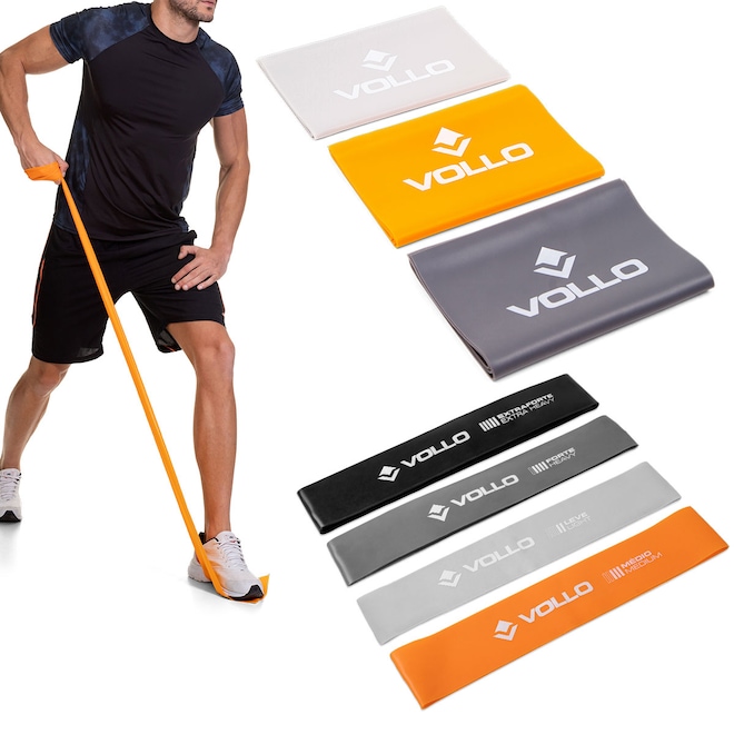 Kit Faixas Elásticas 3 Intensidades + 4 Mini Bands Vollo - Foto 1