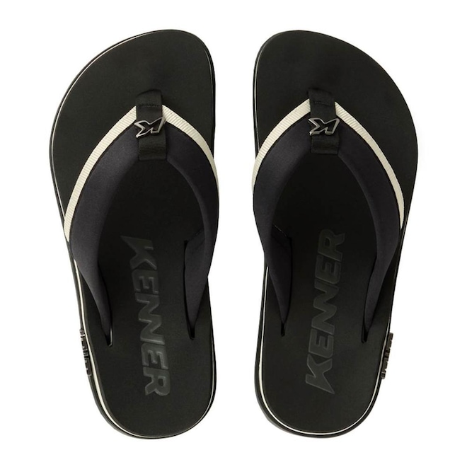 Chinelo Kenner Kivah Colors Masculino - Preto e Branco - Foto 1