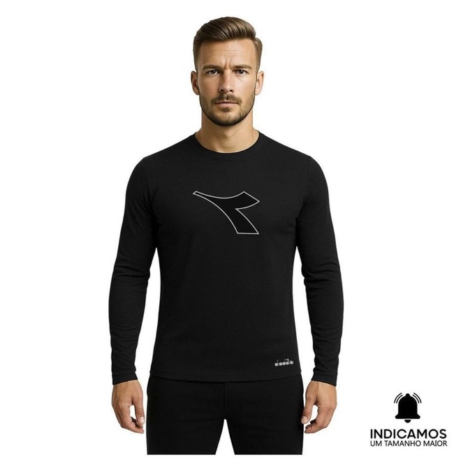 Camisa Térmica Diadora ML Big Logo Icon Masculina - Foto 1