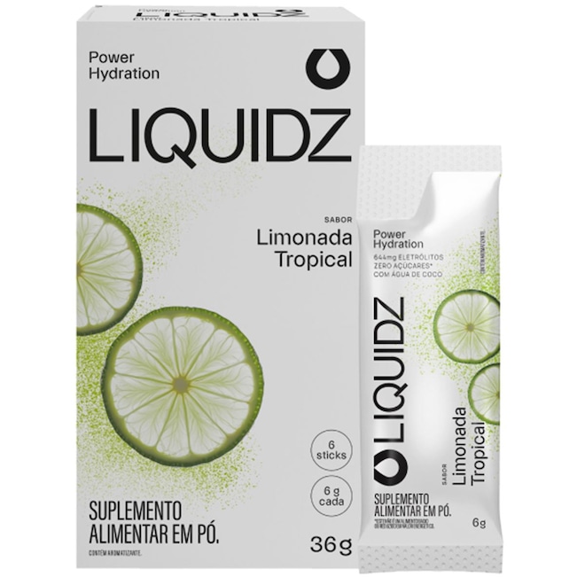 Eletrólitos LIQUIDZ® Zero Açúcares - Sabor Limonada Tropical - Kit 1 Caixa c/ 6 sachês - Foto 1