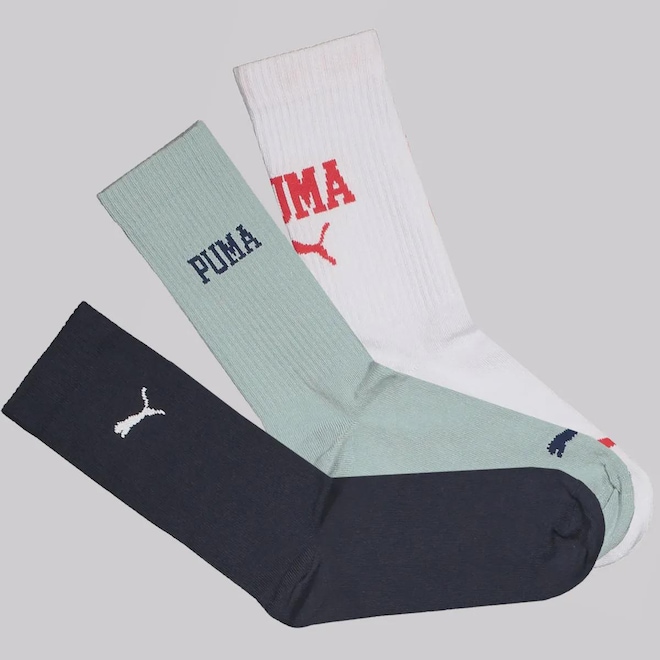 Kit 3 Pares de Meia Puma Cano Longo Masculina - Foto 1