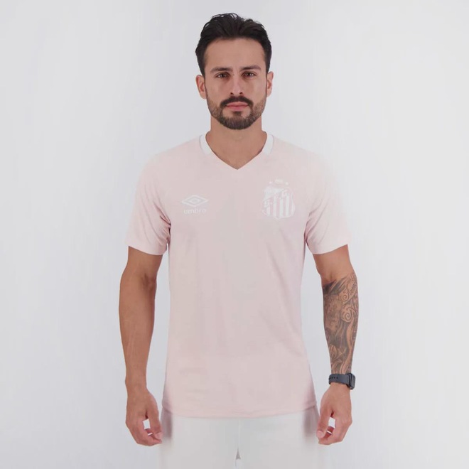 Camisa Umbro Santos Outubro Rosa 2025 Masculina - Foto 1