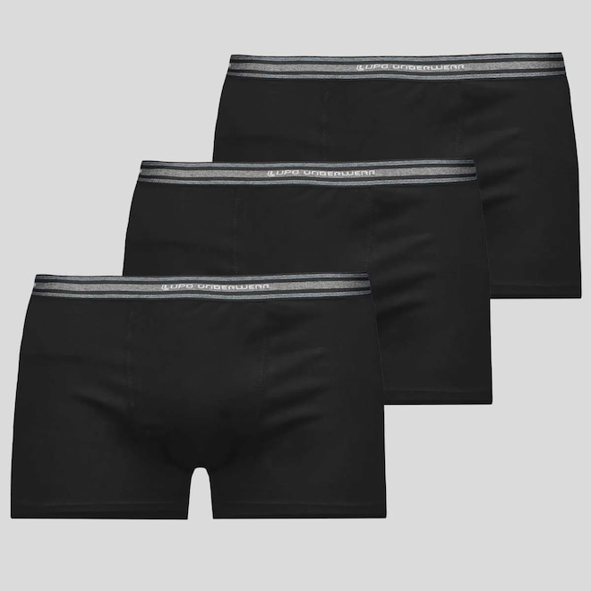 Kit 3 Cuecas Sunga Lupo Basic com Elastano Masculina - Foto 1