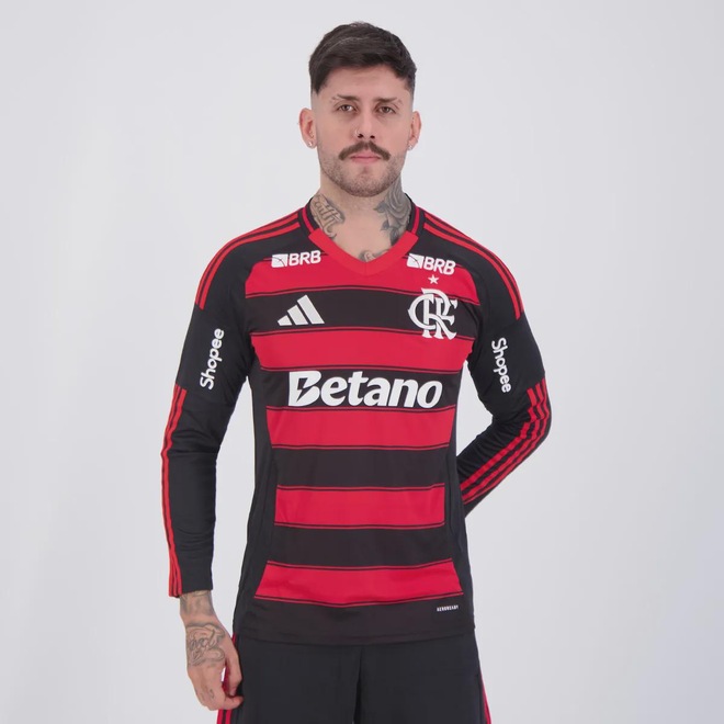 Camisa do Flamengo I 25/26 ML Com Patrocínio adidas Masculina - Foto 1