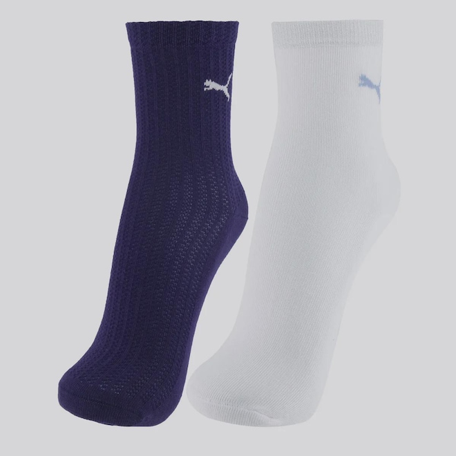 Kit 2 Pares de Meia Puma Cano Médio Feminina - Foto 1