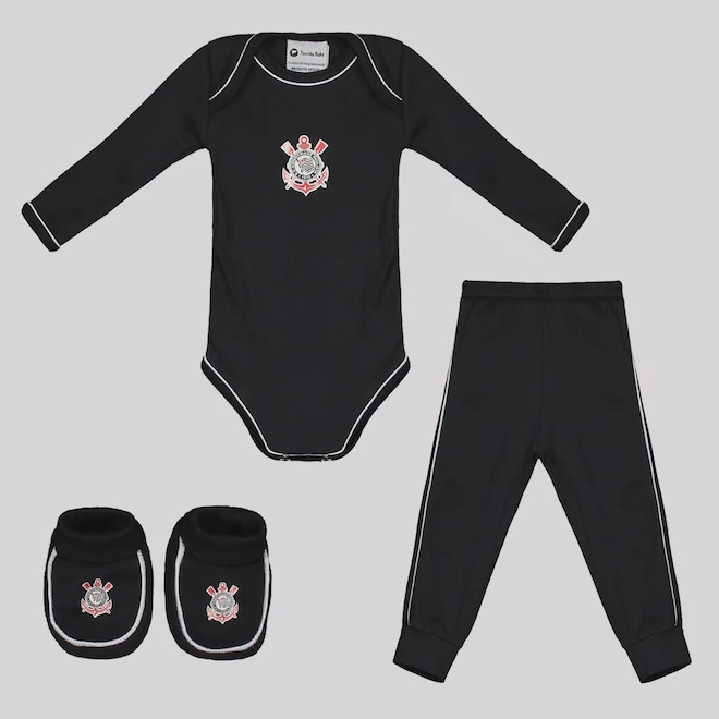 Kit Body Calça e Pantufa Infantil Corinthians - Foto 1