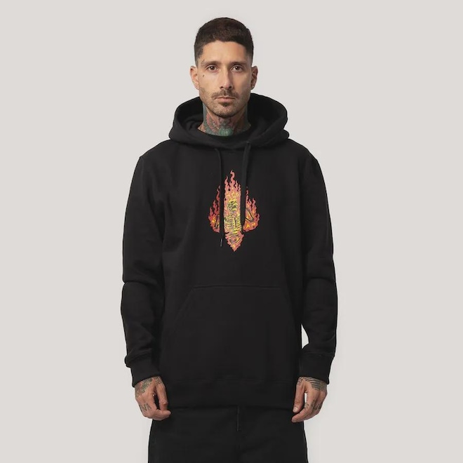 Blusão de Moletom Canguru Fechado MCD Labaredas - Masculino - Foto 1