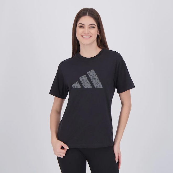 Camiseta adidas Animal Print Logo Feminina - Foto 1