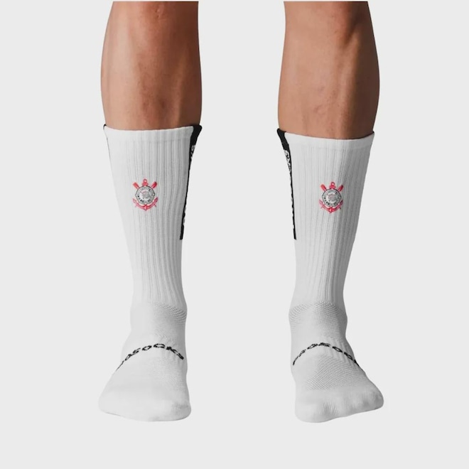 Meia Cano Alto de Futebol Corinthians Pro Socks Ultragrip - Masculino - Foto 1