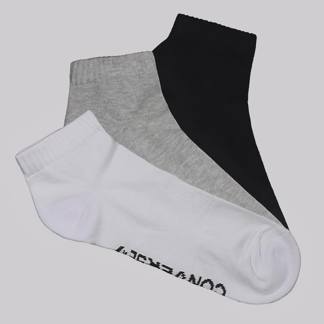 Kit Meia Converse Cano Baixo Star Chevron 3 Pares Unissex - Foto 1