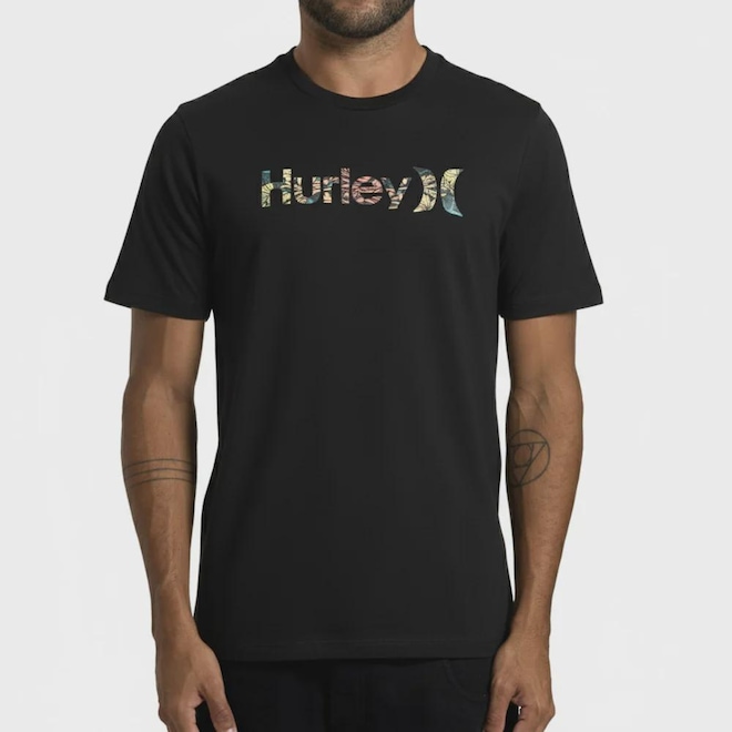 Camiseta Hurley Floral Masculina - Foto 1