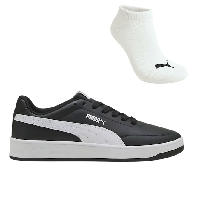 Tênis Puma Court Classic Clean Bdp E Meia Cano Curto - Masculino - Foto 1