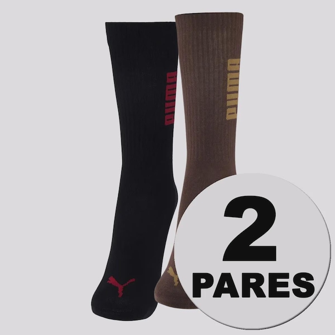 Kit 2 Pares de Meia Puma Esportiva Cano Longo - Foto 1