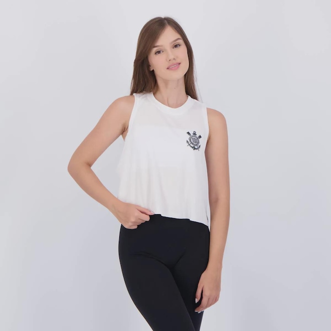 Camiseta Cropped Corinthians Fitness Feminino - Foto 1