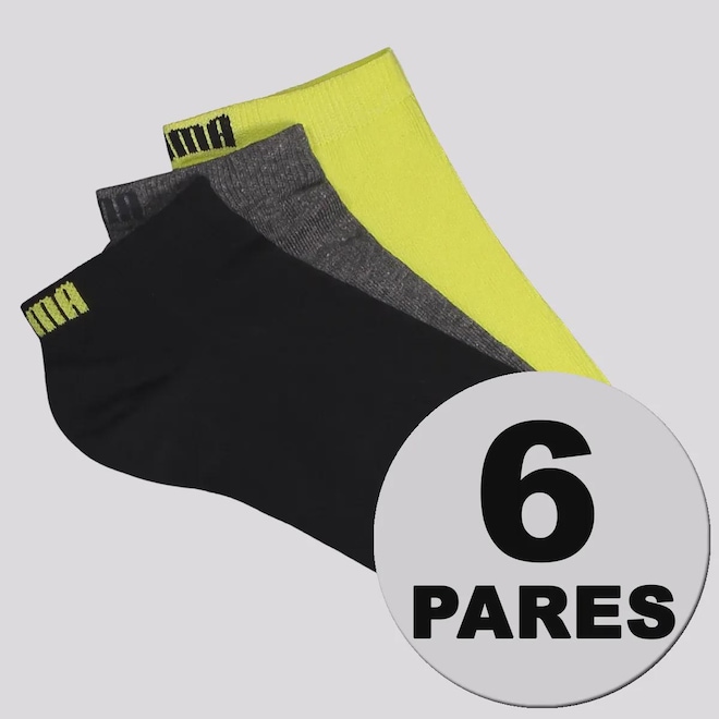Kit 6 Pares de Meia Puma Sapatilha 6 Unissex - Foto 1