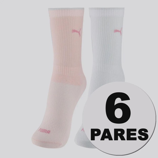 Kit 6 Pares de Meias Puma Cano Longo Feminina - Foto 1