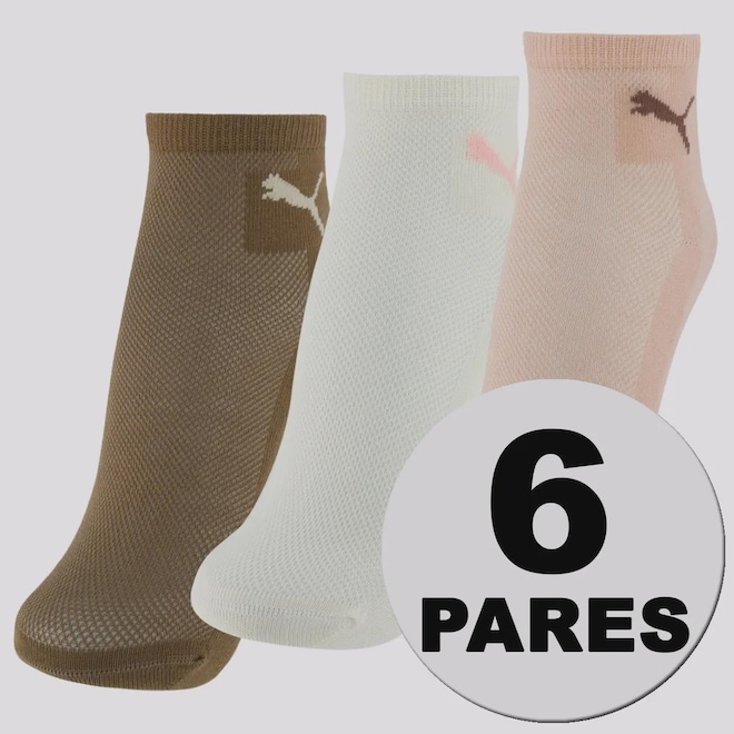 Kit 6 Pares de Meias Puma Cano Médio Feminina - Foto 1