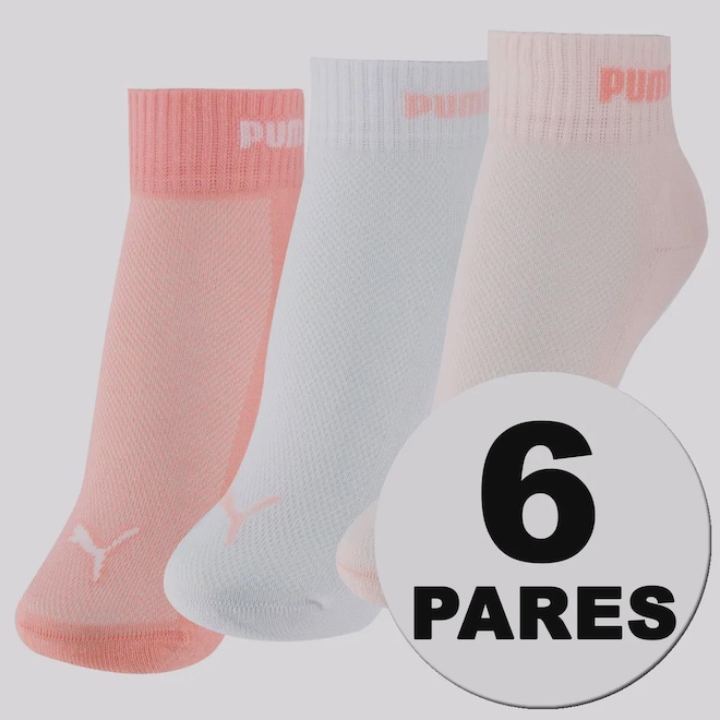 Kit 6 Pares de Meias Puma Cano Baixo Feminina - Foto 1