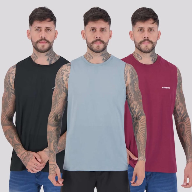 Kit 03 Regatas Nicoboco Masculina - Foto 1