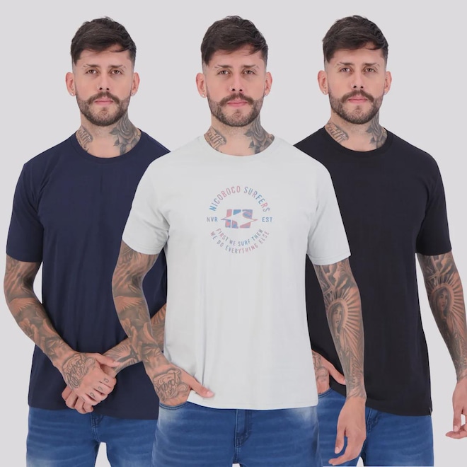Kit 03 Camisetas Nicoboco Masculina - Foto 1