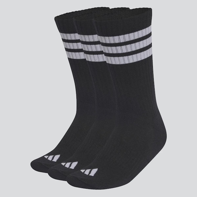 Kit 3 Pares de Meia Adidas 3 Stripes Unissex - Foto 1