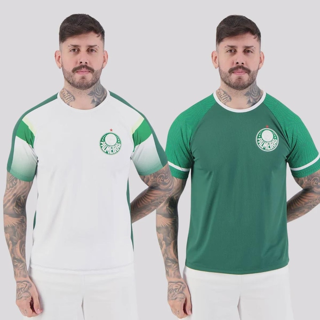 Kit 2 Camisas Palmeiras Alviverde e Verdão Masculina - Foto 1