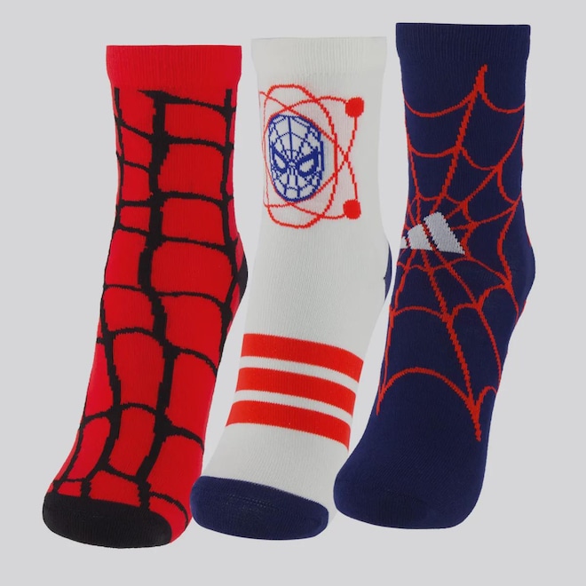 Kit 3 Pares Meia adidas LK MRVL SM Infantil - Foto 1