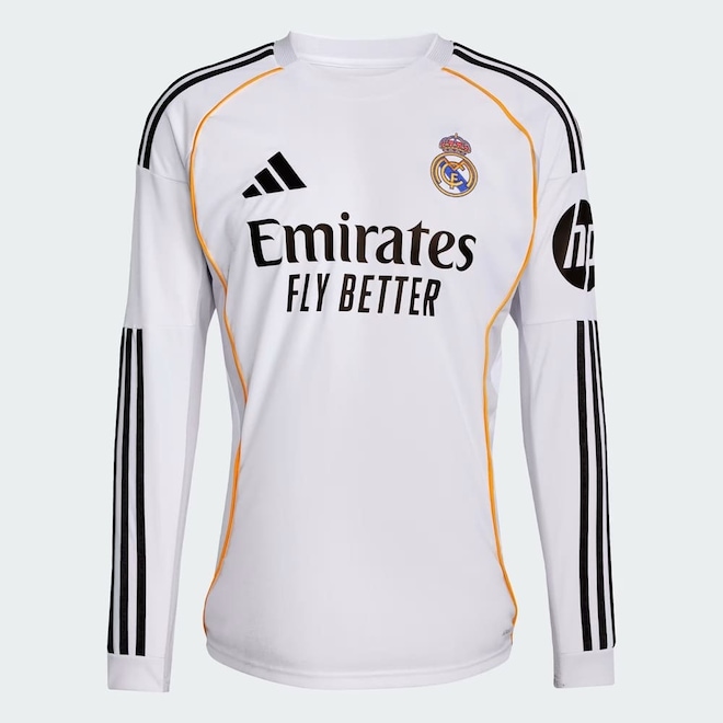 Camisa Real Madrid I 25/26 Adidas Manga Longa Masculina - Foto 1