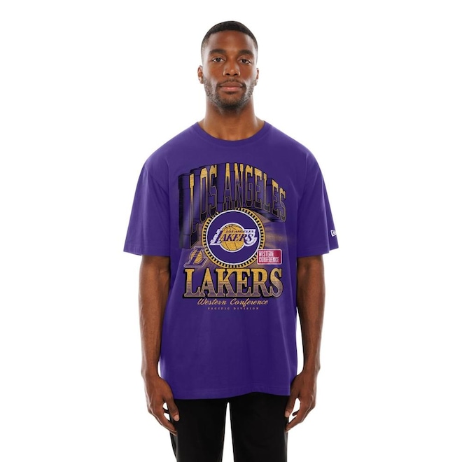 Camiseta New Era Oversize Los Angeles Lakers NBA Masculina - Foto 1