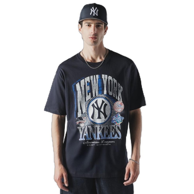 Camiseta New Era Oversize New York Yankees MLB Masculina - Foto 1