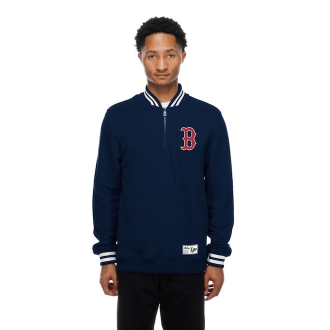 Blusão de Moletom New Era Quarter Boston Red Sox MLB Masculino - Foto 1